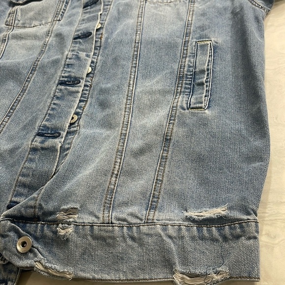 Highway Jeans blue denim Jean long jacket distressed oversized sized XL - Picture 11 of 16